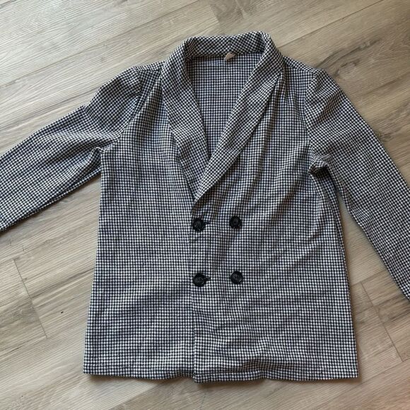 Black & White Checkered Suit Jacket & Matching Skirt Set professional Size Large - Picture 6 of 9